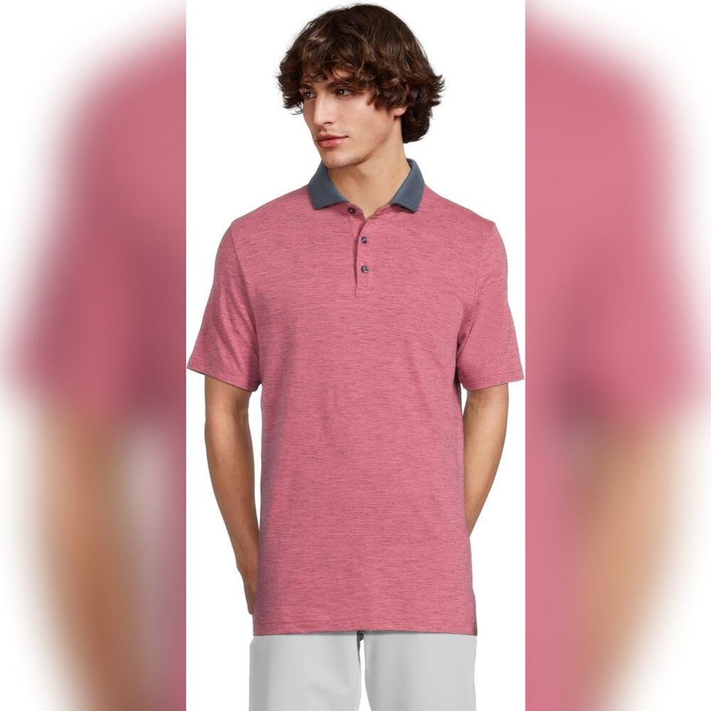 NWT Mens Travis Mathew Size M Rose Wine Common Interest Collar Golf Polo Shirt